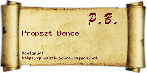 Propszt Bence névjegykártya